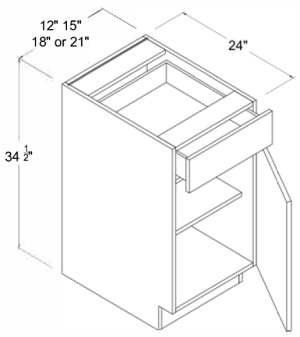 Base Cabinet Single Door - High Gloss Gray
