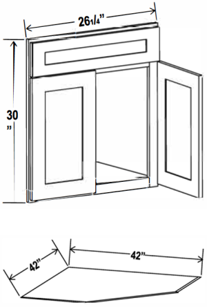 Corner Sink Base Front and Base Floor - Aspen Charcoal