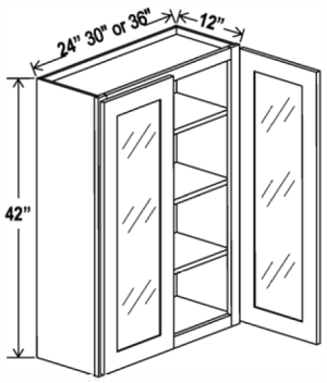 Wall Cabinet Double Glass Doors - Aspen Charcoal