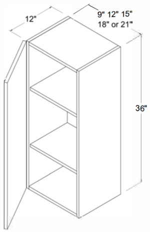 Wall Cabinet Single Door - High Gloss Gray
