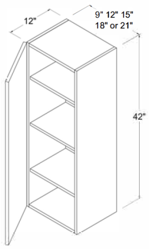 Wall Cabinet Single Door - High Gloss Gray