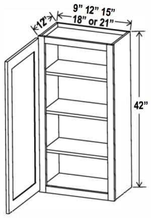 Wall Cabinet Single Door - Aspen Charcoal