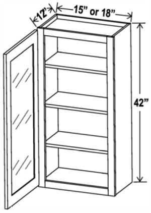 Wall Cabinet Single Glass Door - Shaker Gray