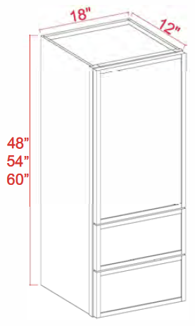 Wall Cabinet With Drawers - Slim Dove White